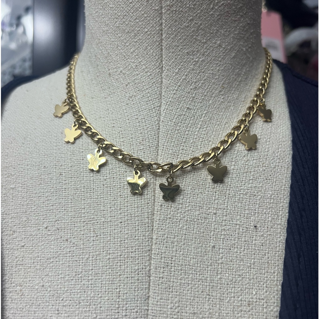 Butterfly Gold Plated Stainless Steel Necklace 35$